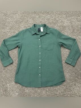🆕 NWT! GAP Green Linen Button-Up Shirt - size medium